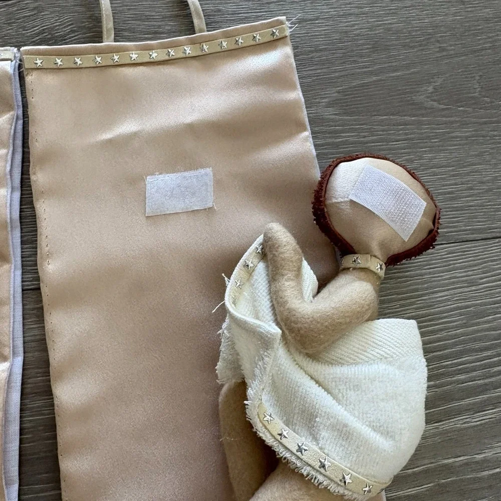 Handmade Textile Detachable Beige Embellished Doll Wall Hangings 22